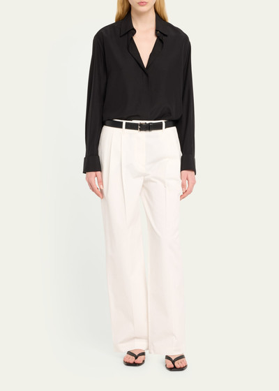 Totême Mid-Rise Pleated Relaxed Wide-Leg Twill Trousers outlook