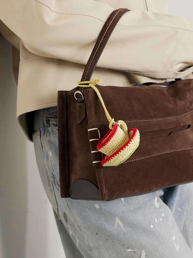 JW Anderson Teacup Leather-trimmed Crocheted Bag Charm outlook