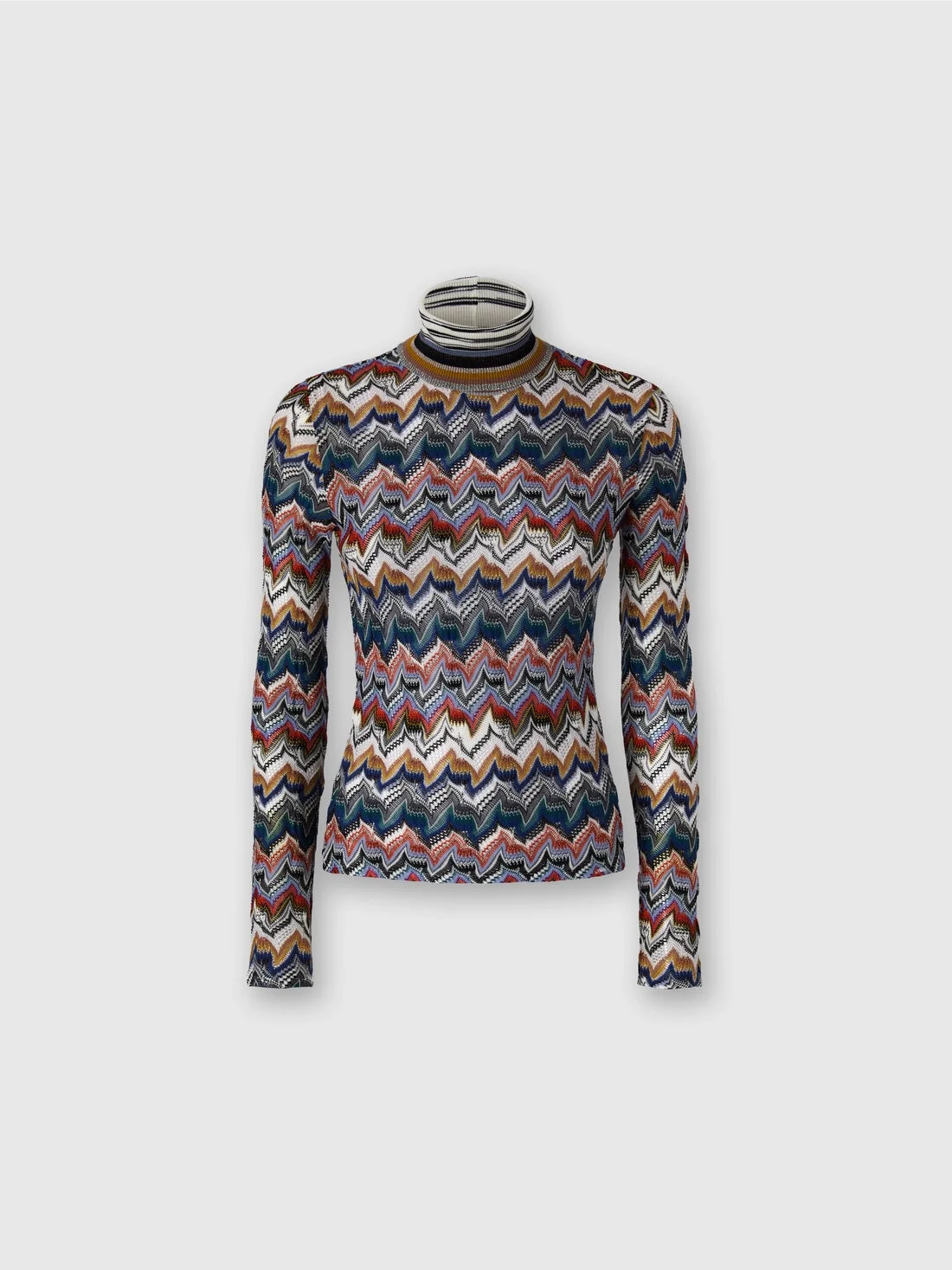 Slim fit high-neck sweater in embroidered lace - 1
