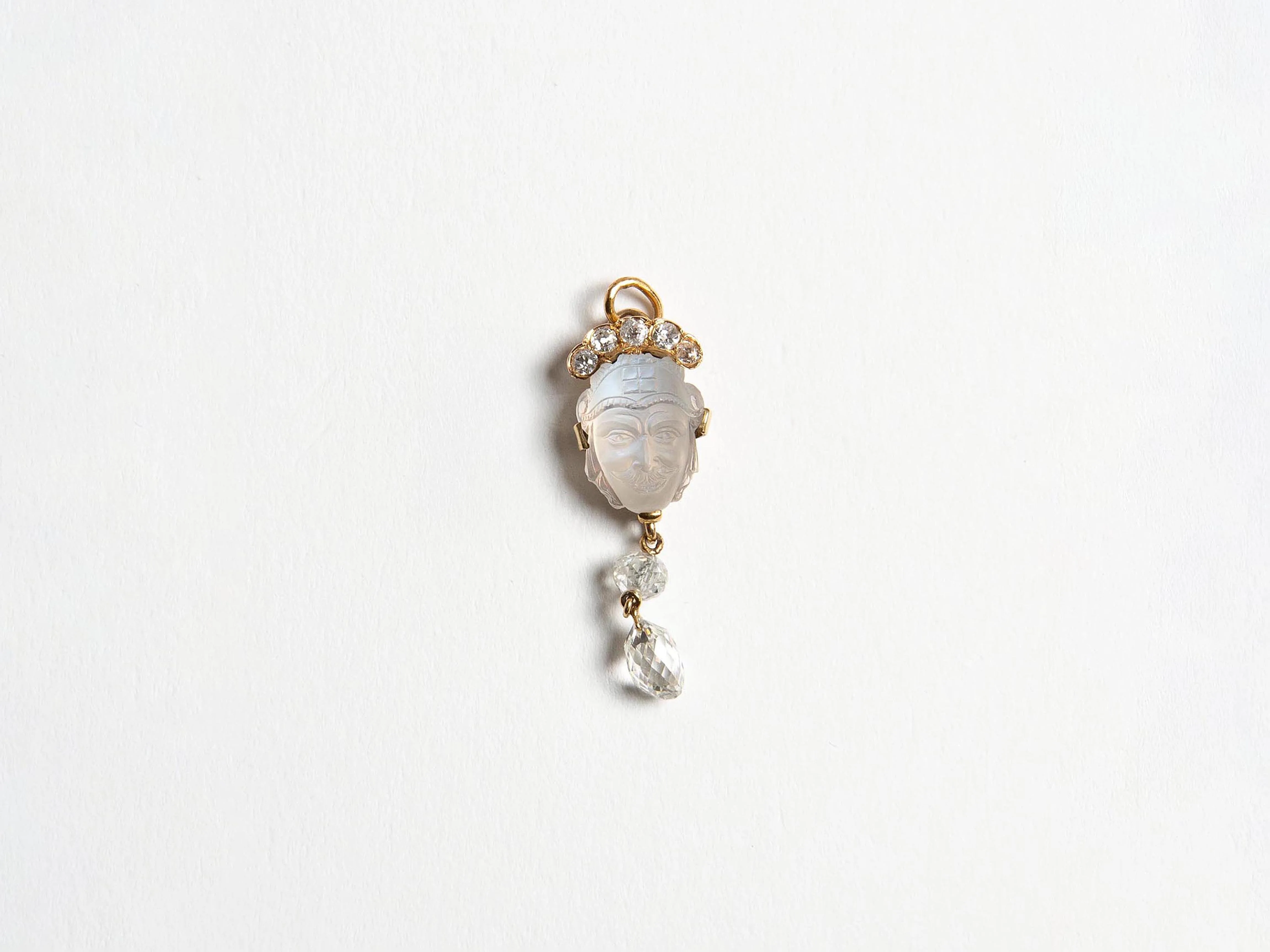 MOONSTONE DIAMOND PENDANT IN 18kt GOLD - 1