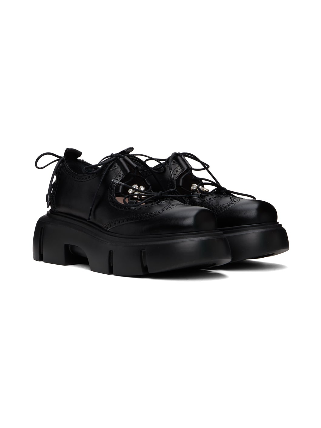 Black Platform Ghillie Brogues - 4