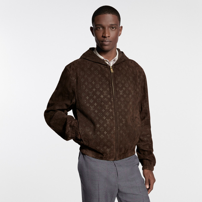 Monogram Embossed Suede Hoodie 2