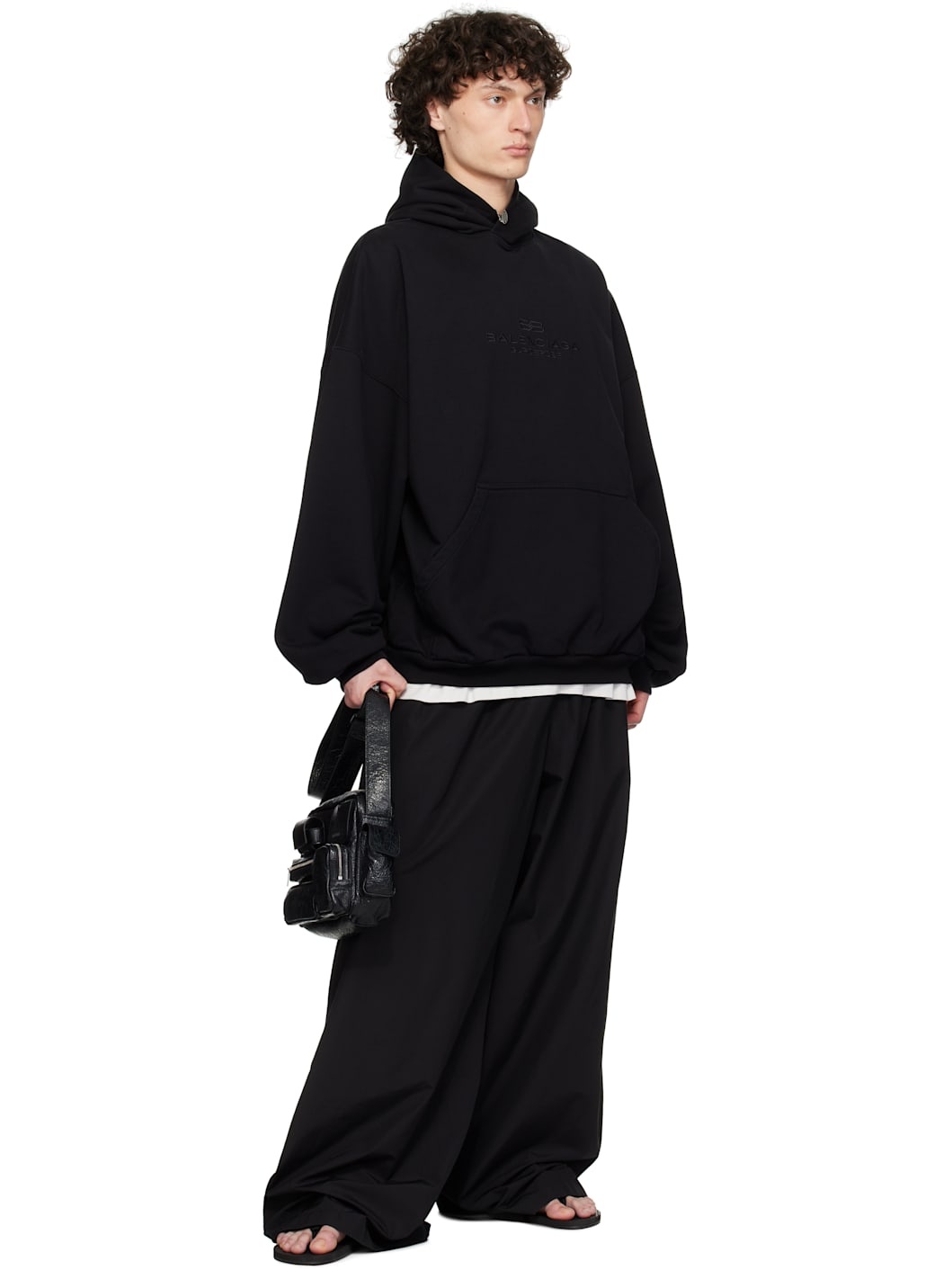 BALENCIAGA Men's Bb Garderobe Hoodie Large Fit in Black