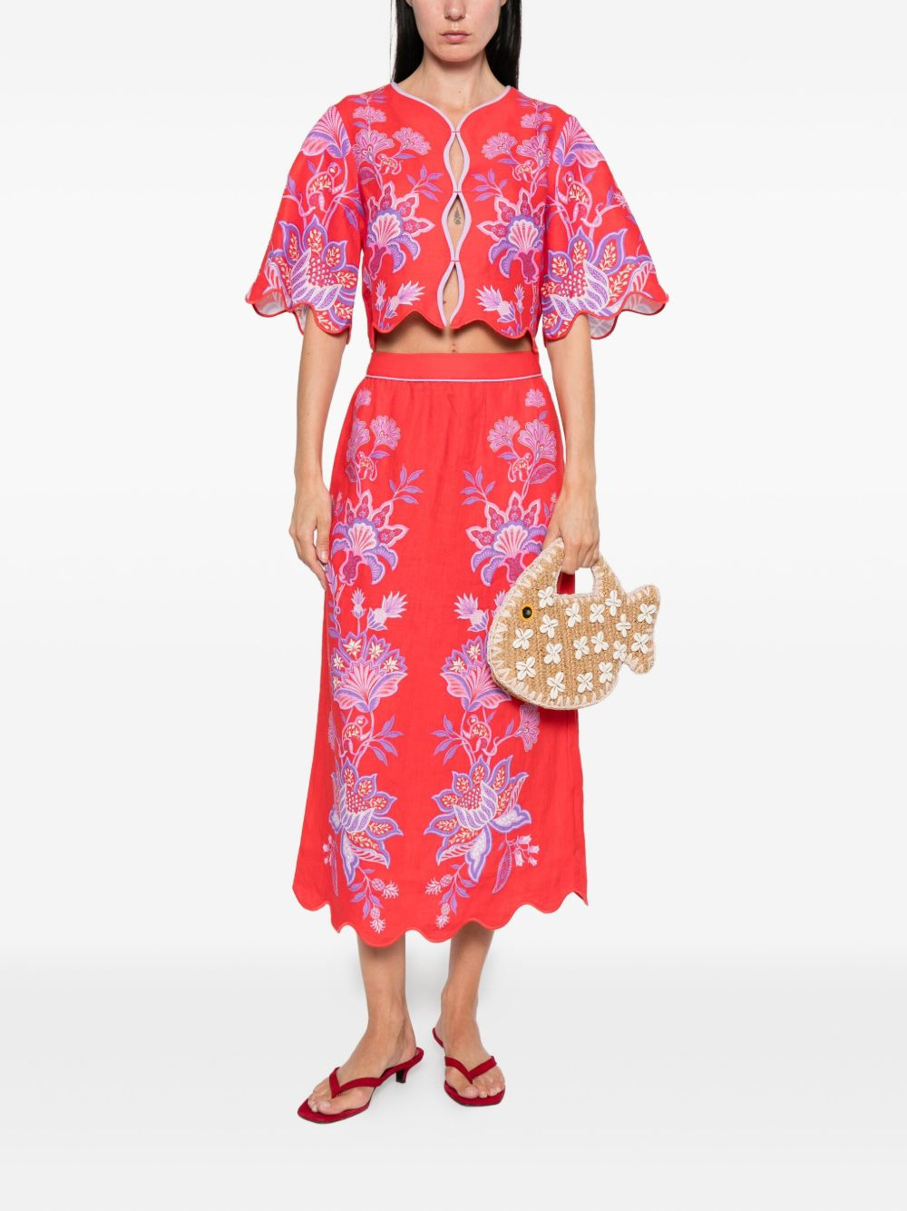 Porcelain Garden floral-print scalloped top - 2