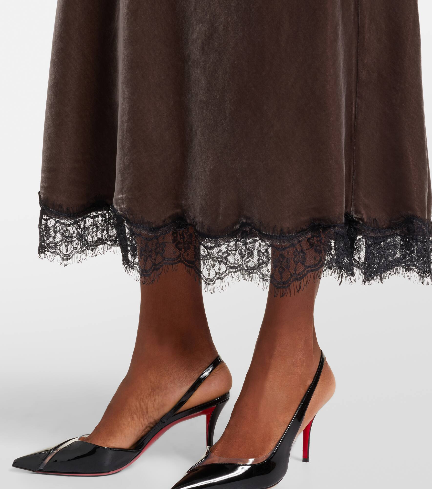 Alesha lace-trimmed velvet maxi dress - 5