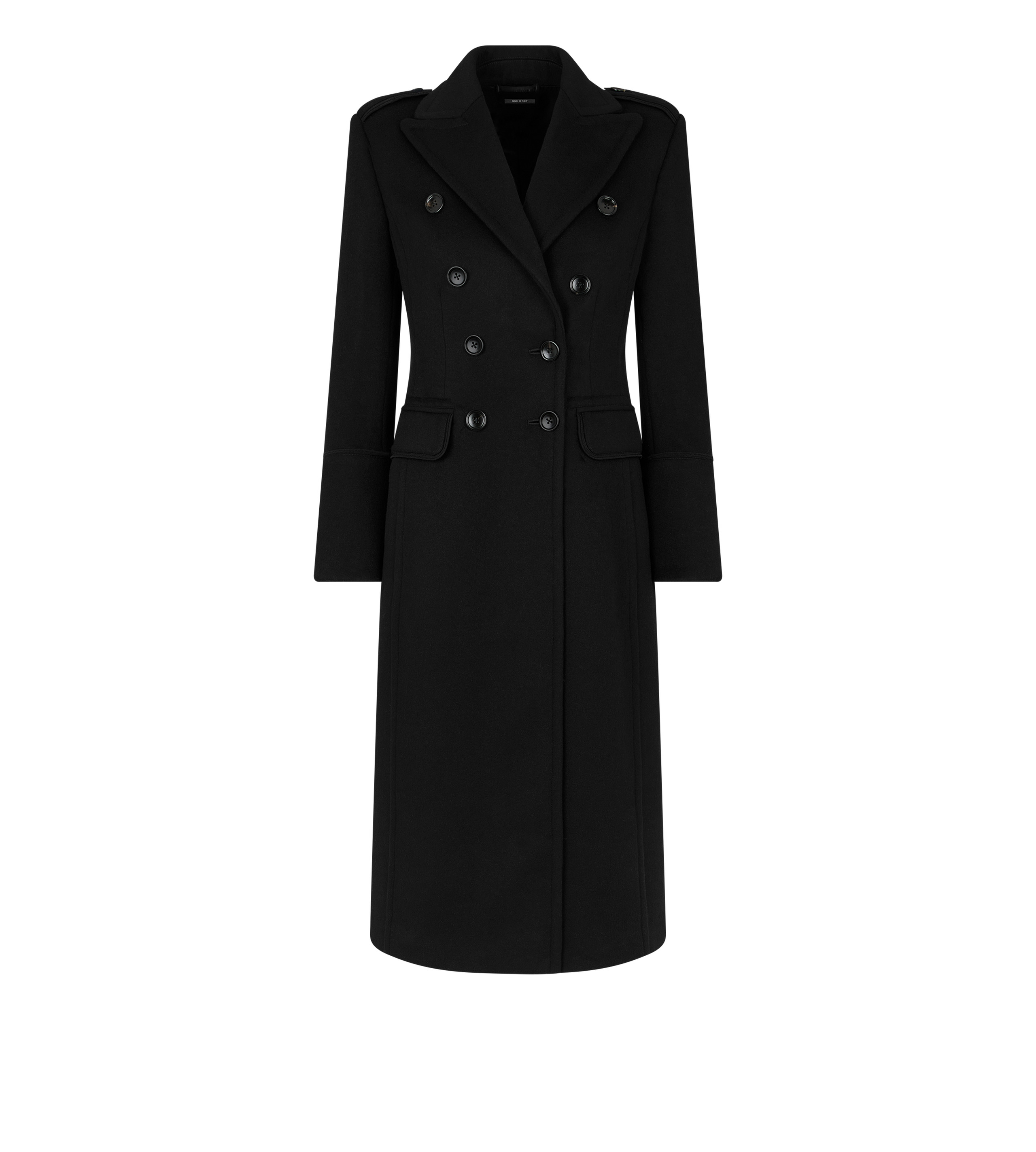 WOOL & CASHMERE BLEND DOUBLE BREASTED MILITARY COAT - 1