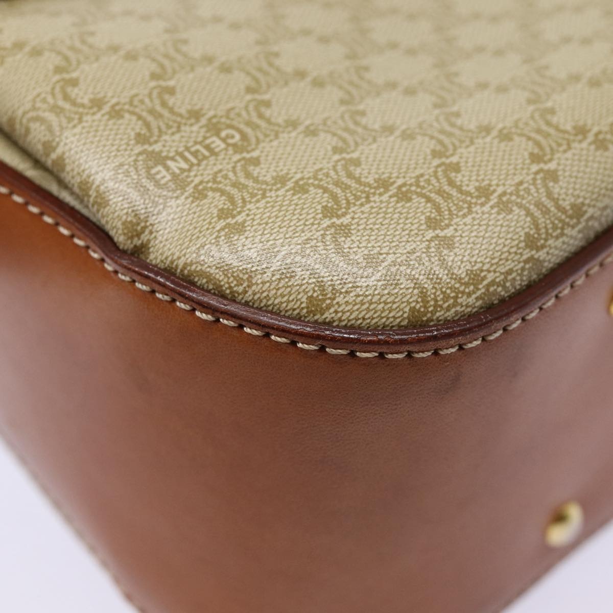 CELINE Macadam Canvas Hand Bag Beige Gold - 9