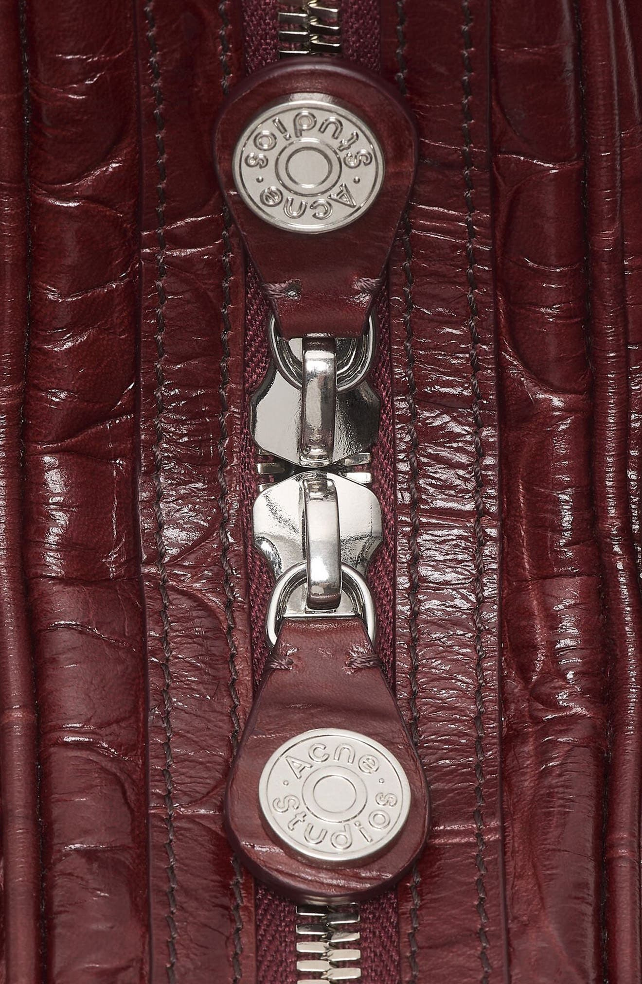 Acne Studios Camero Croc Embossed Leather Shoulder Bag in Burgundy at Nordstrom - 8