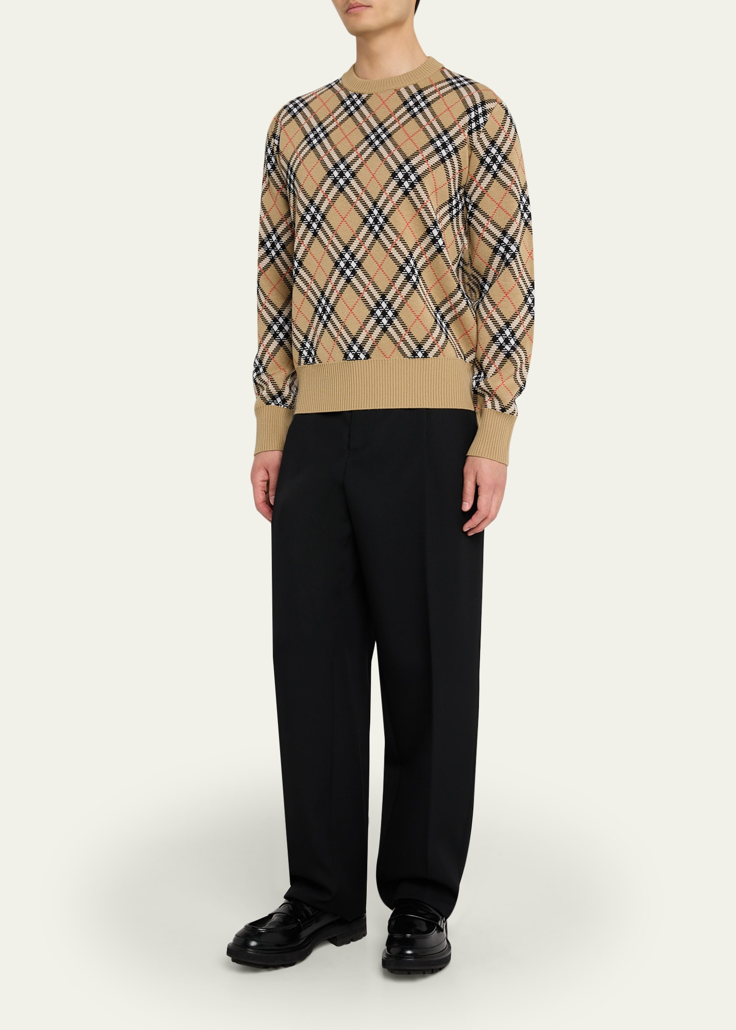 Men's Vintage Check Knit Crewneck Sweater - 2