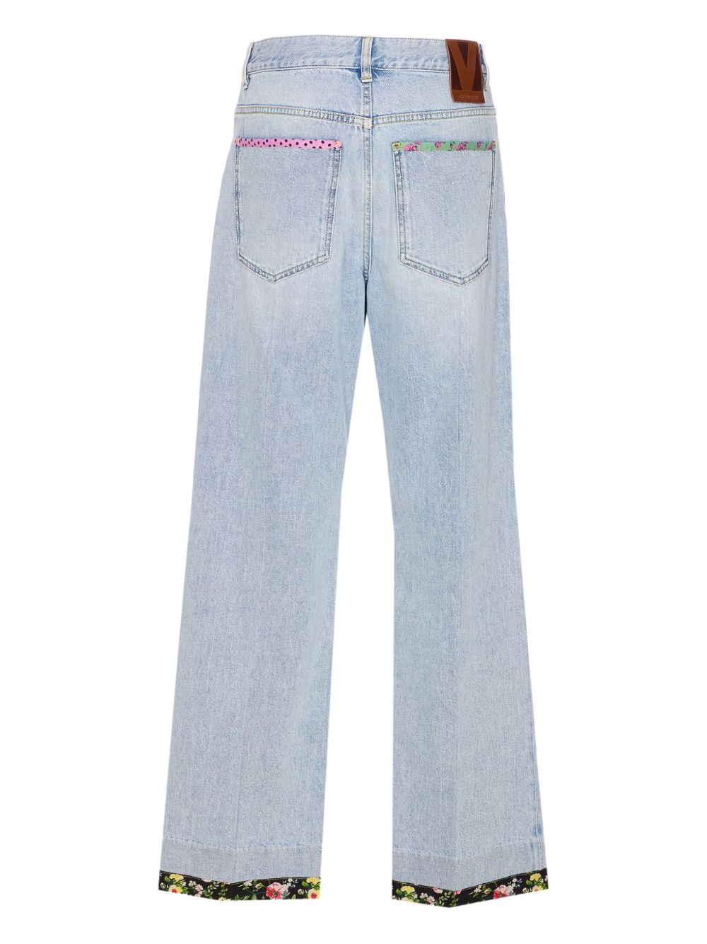 floral-hem embroidered jeans - 2