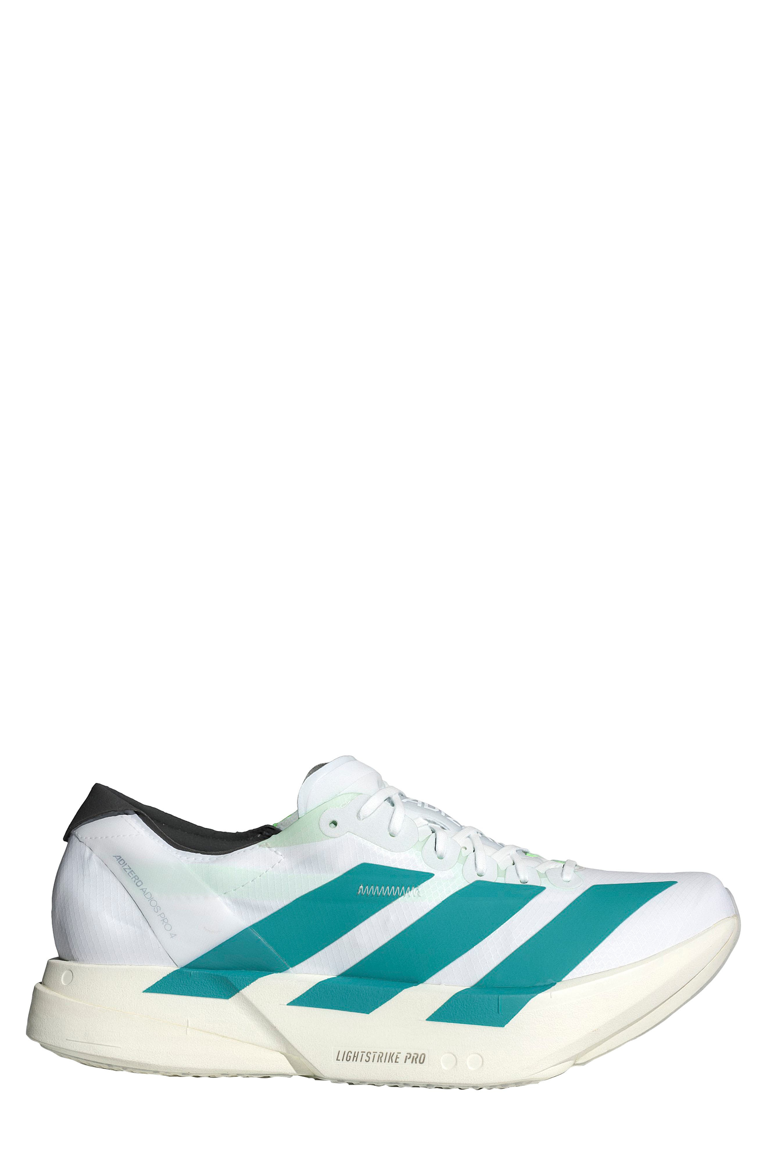 adidas Gender Inclusive Adios 9 Pro 4 Running Sneaker in White/Pure Teal/Carbon at Nordstrom - 3