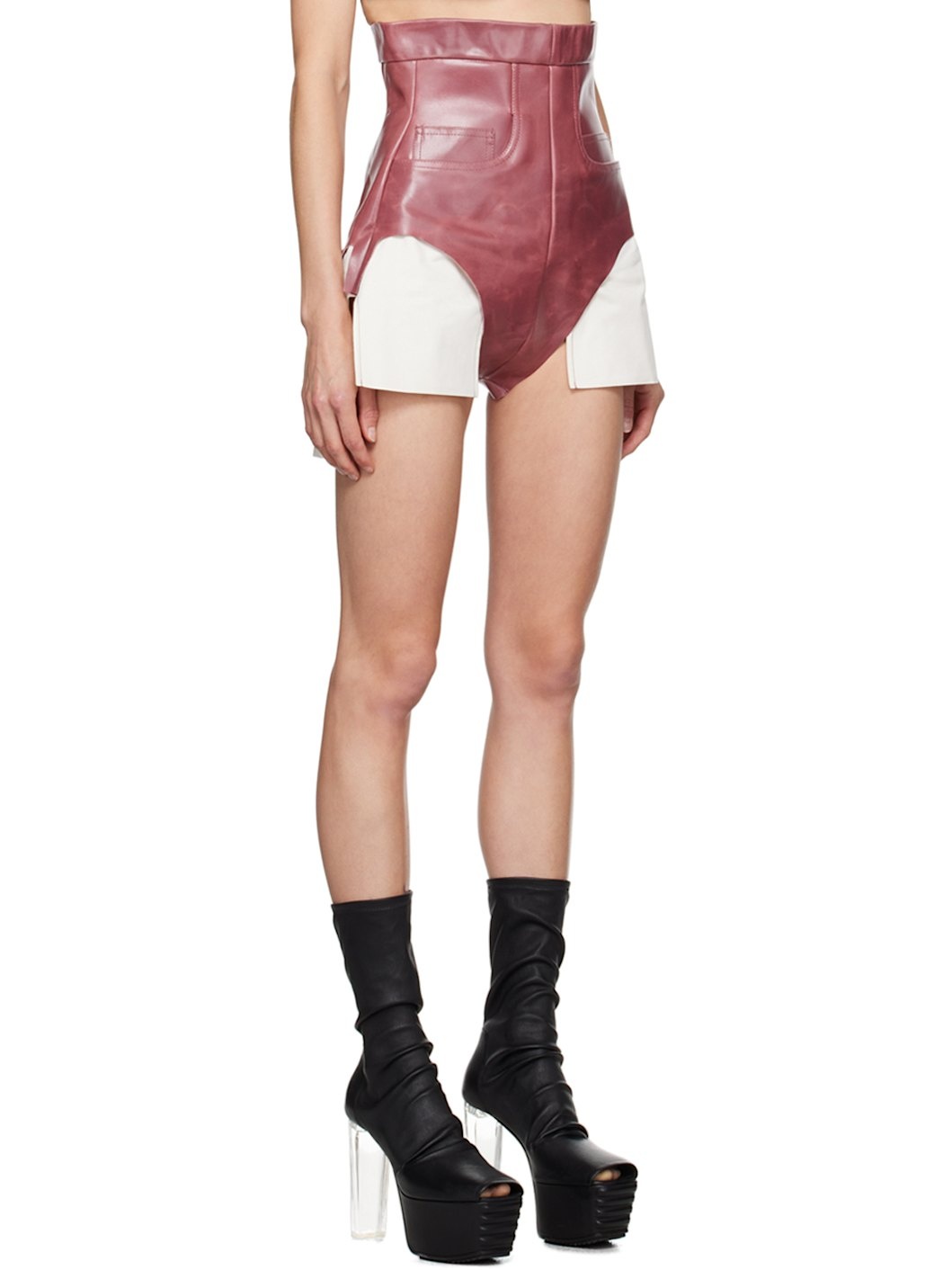 Pink Porterville Dirt Cutoff  Leather Shorts - 2