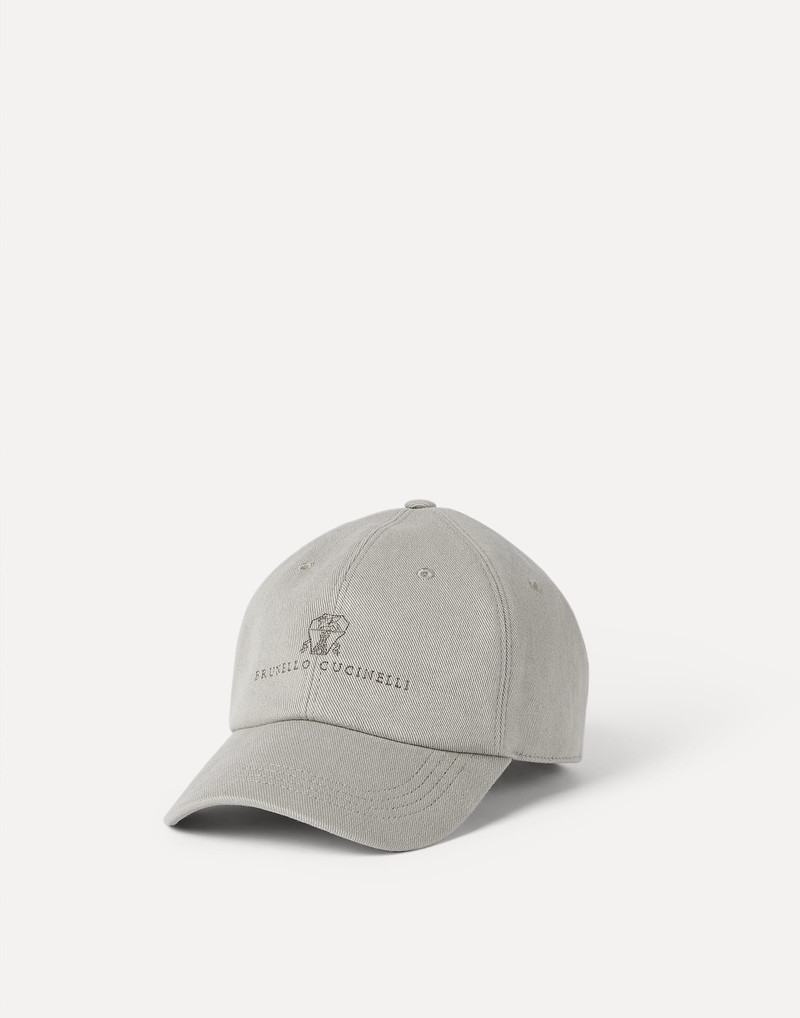 Garment-dyed baseball cap in denim with embroidered logo 1