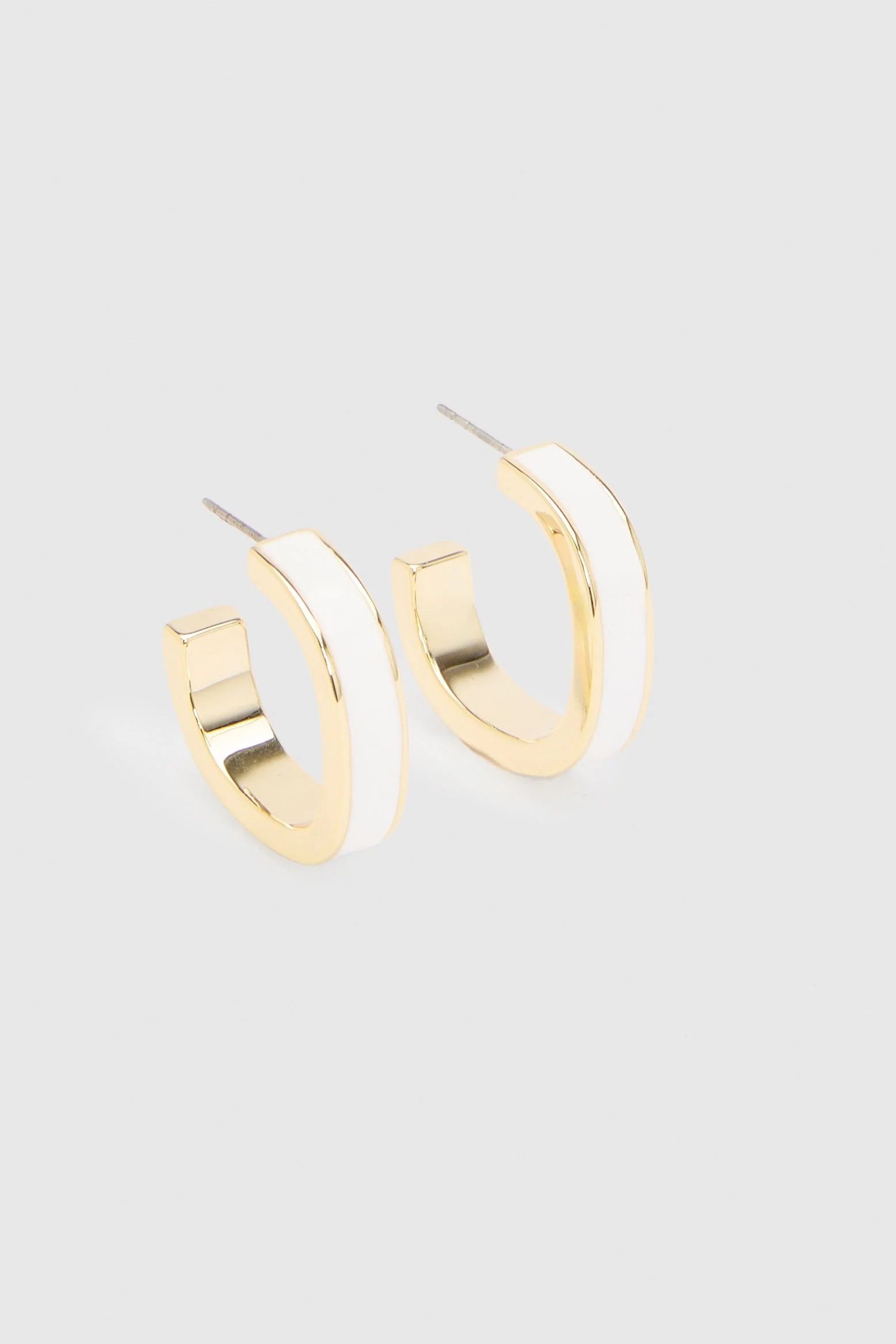 Logo Emanel White Hoop Earrings - 1