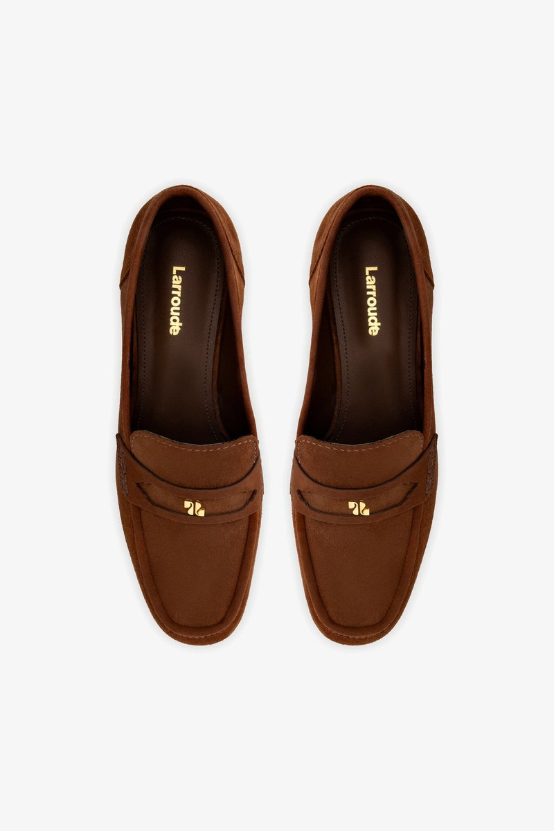Suki Flatform Loafer In Burnt Umber Suede 7