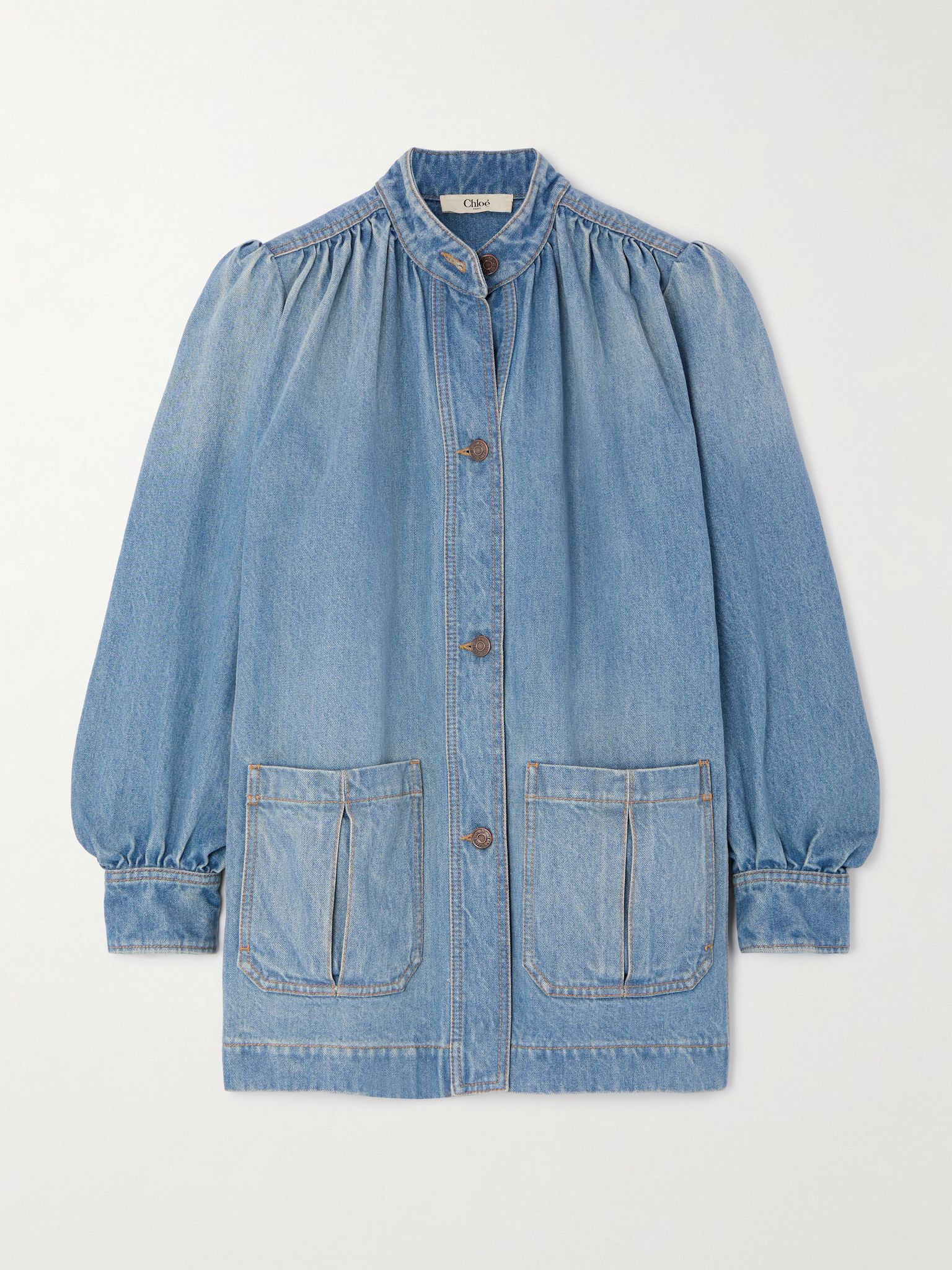 Gathered denim jacket Blue - 1