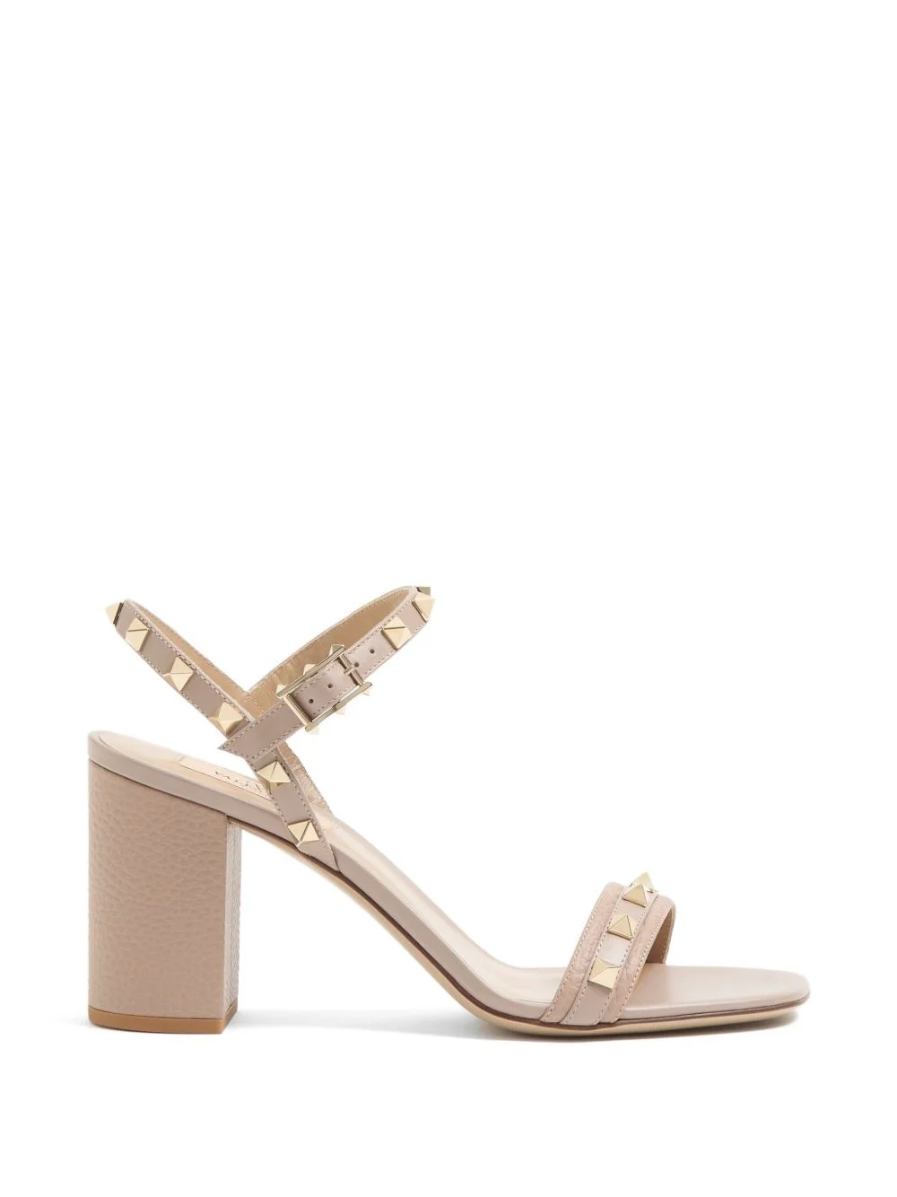 Rockstud sandals in grainy calfskin with strap 80mm - 1