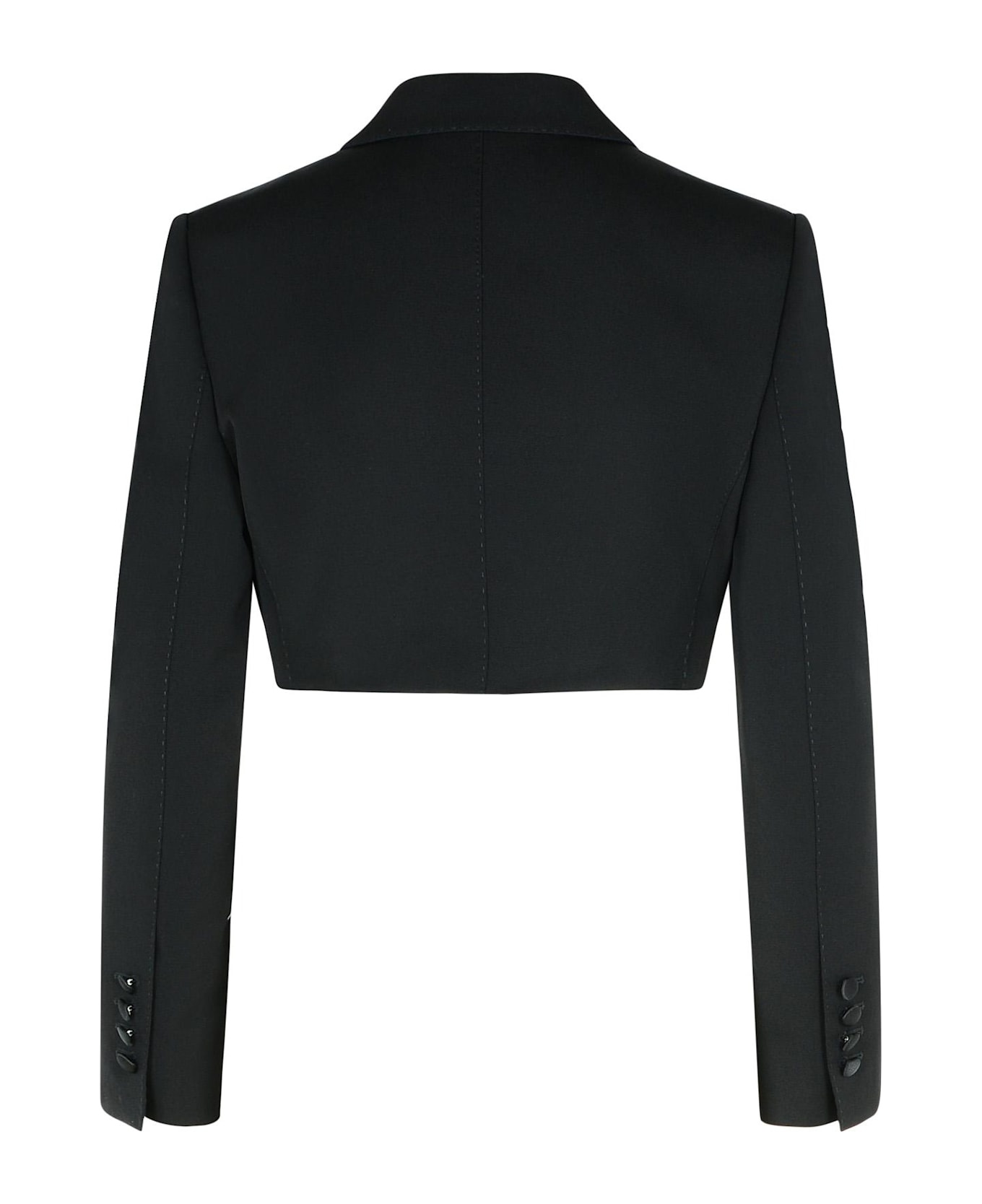 Black Wool Blend Blazer - 3
