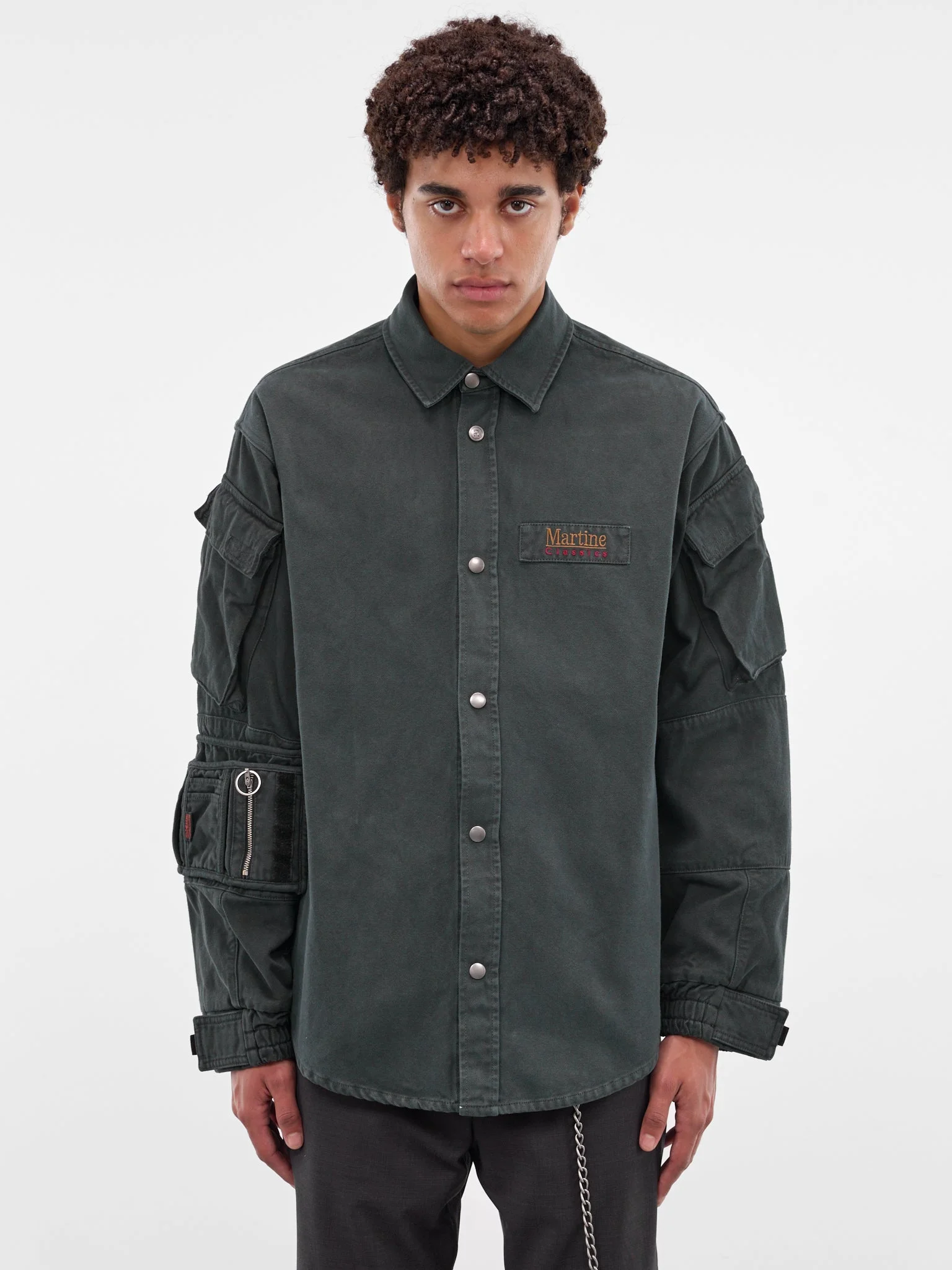 Green Cotton Utility Shirt - 1