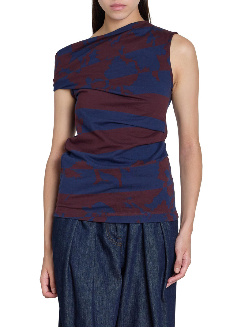 Women's Hunray Asymmetric Abstract Cotton Shirt - Burgundy 4