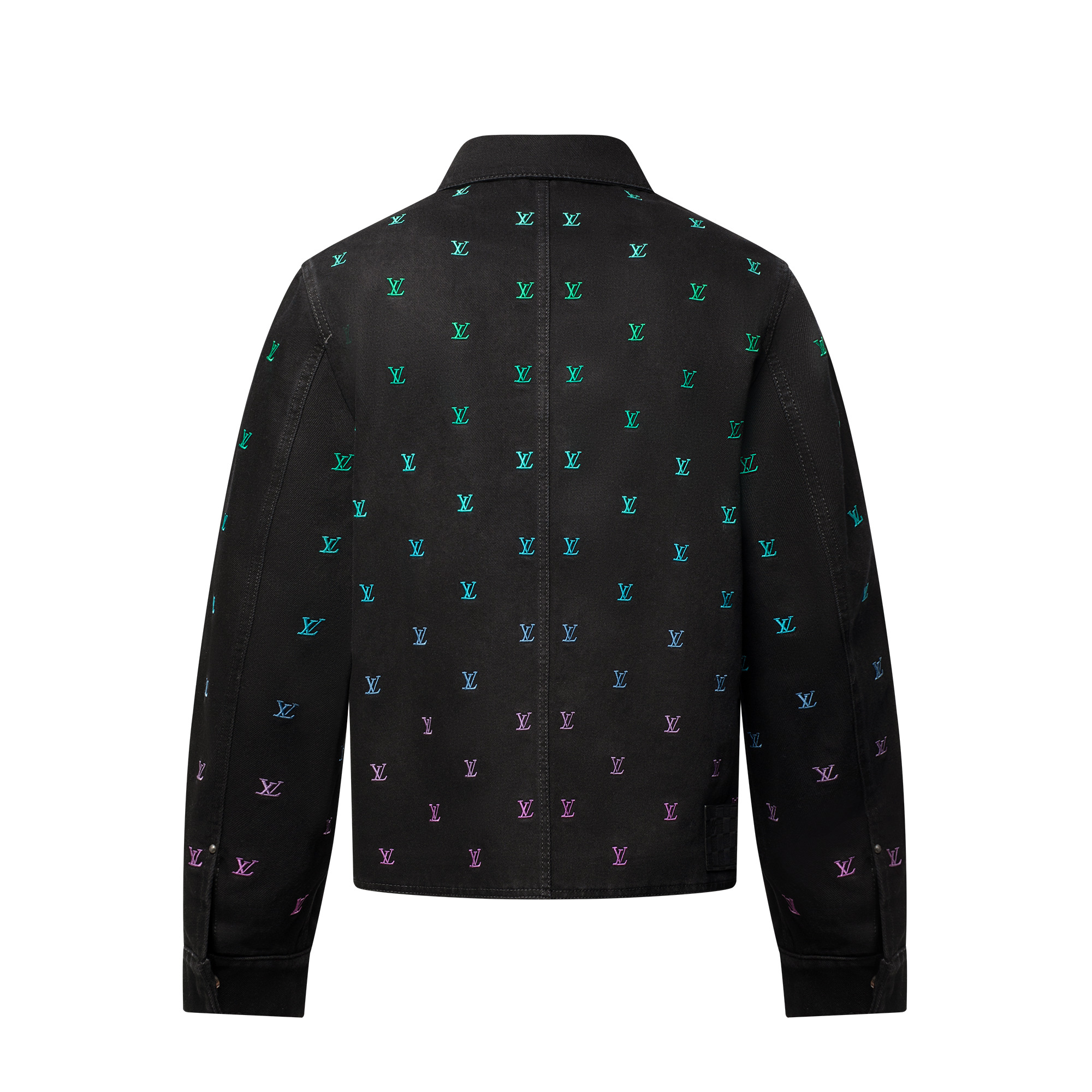 LV Blason Gradient Embroidered Denim Coach Jacket - 3