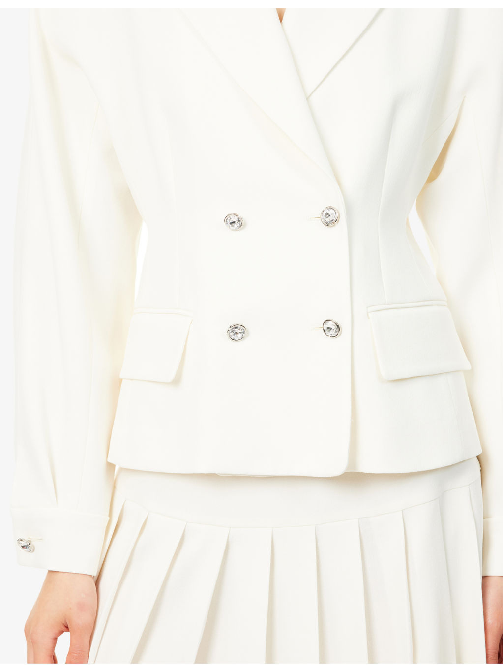 Crepe Notch-Lapels Stretch-Wool Blend Blazer - 5