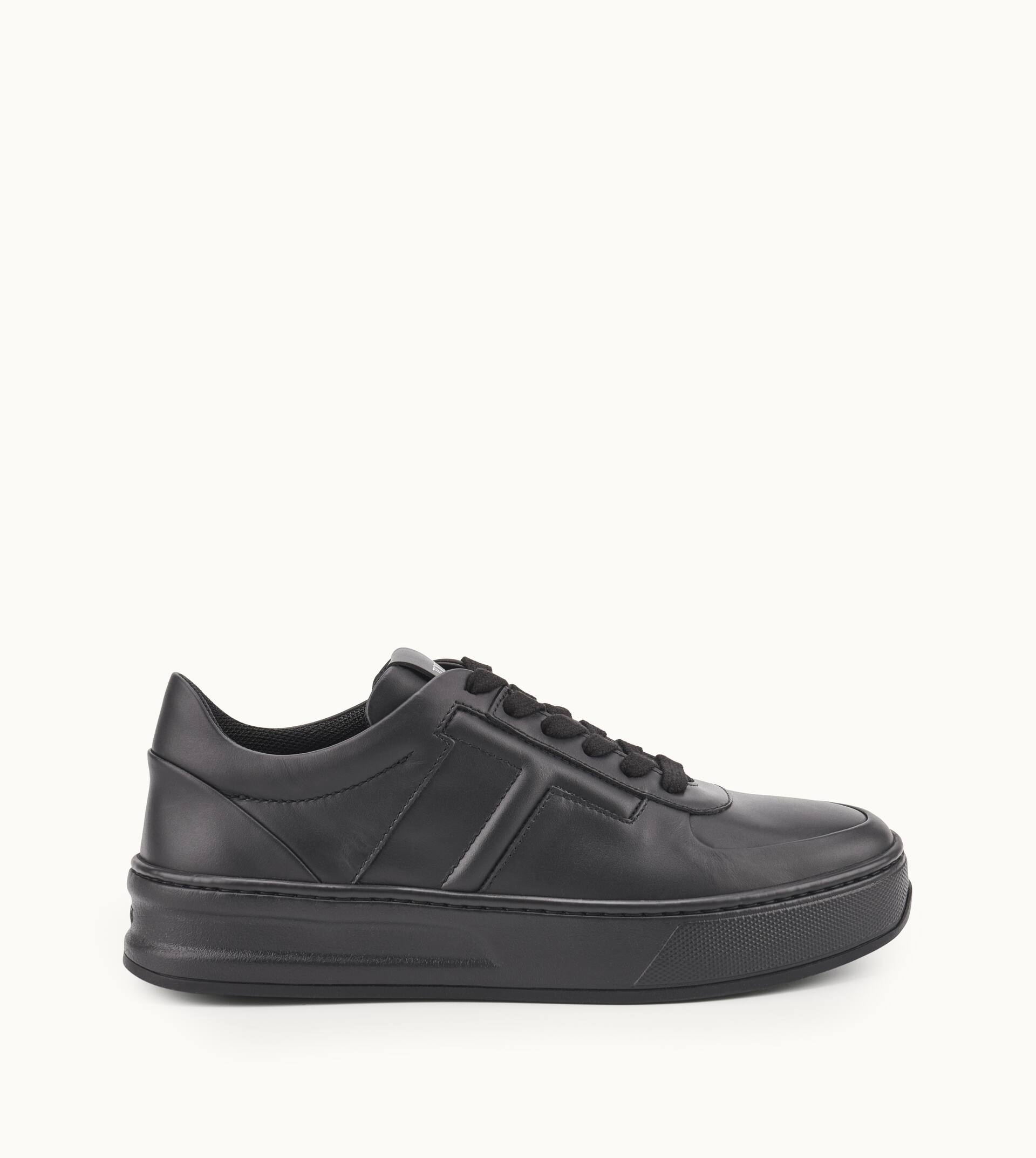 SNEAKERS IN LEATHER - BLACK - 1