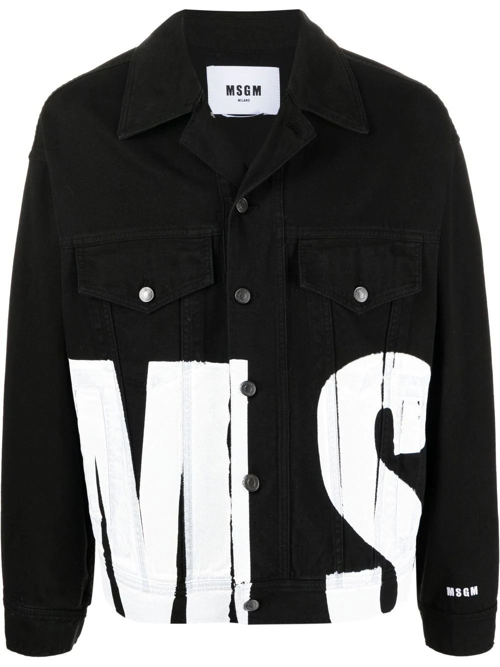 logo-print denim jacket - 1