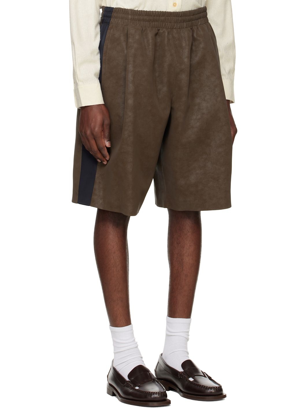 Brown Side Detail Faux-Suede Shorts - 2