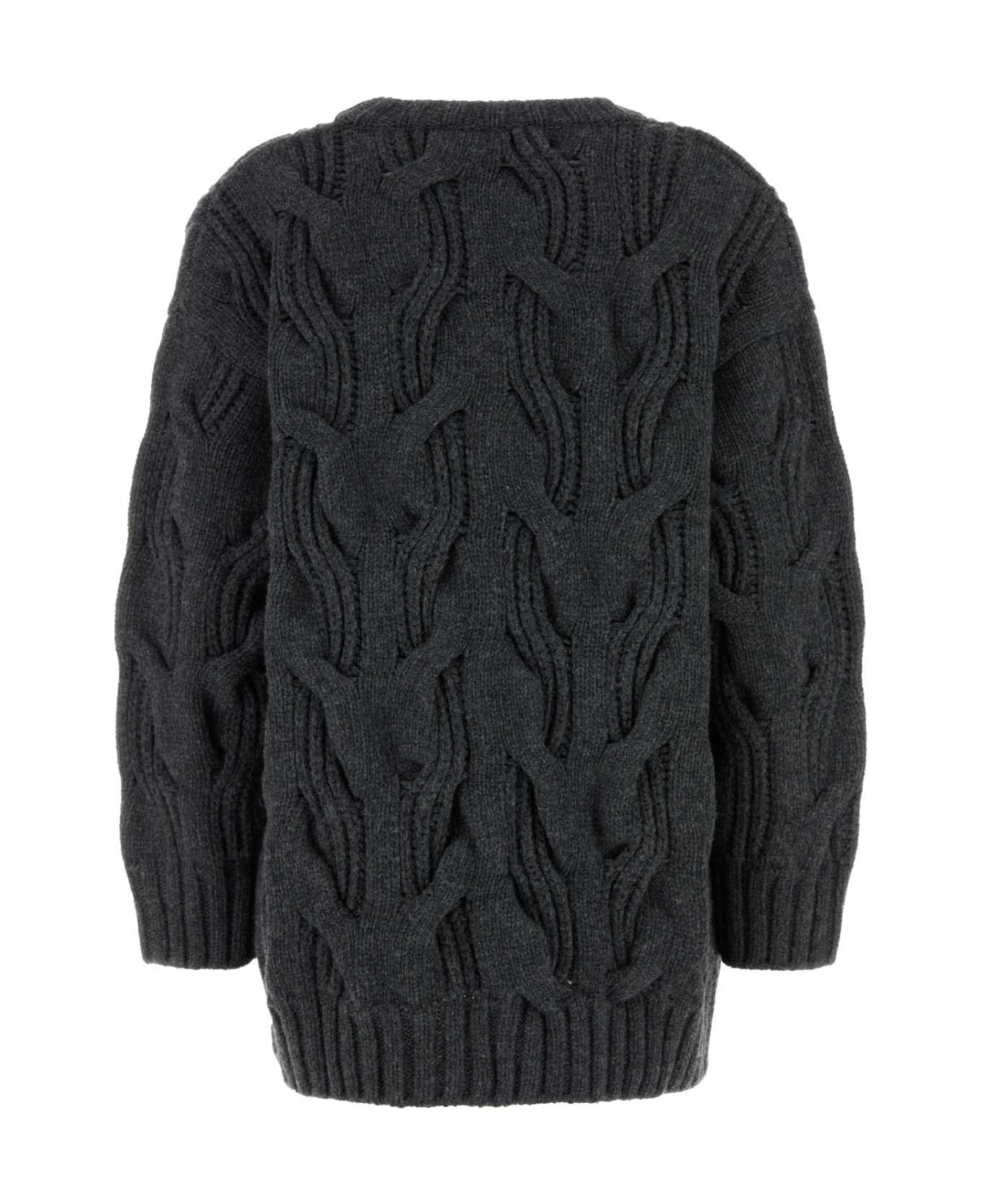 Dark Grey Wool Oversize Sweater - 2