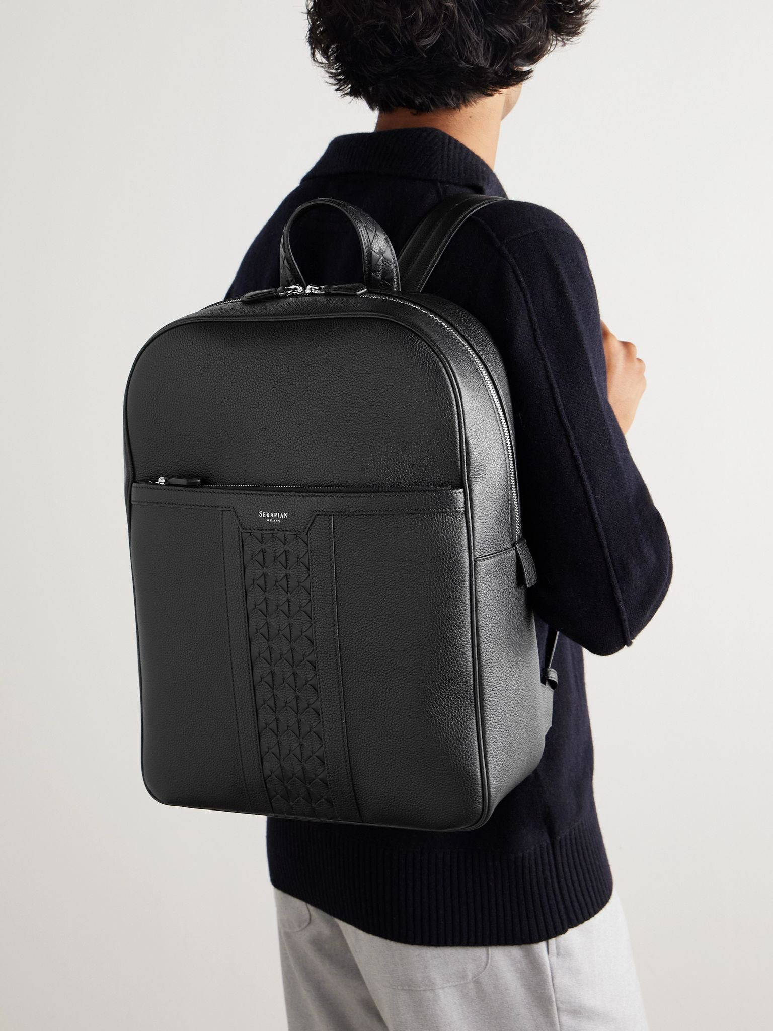 Full-Grain Leather Backpack Black - 2