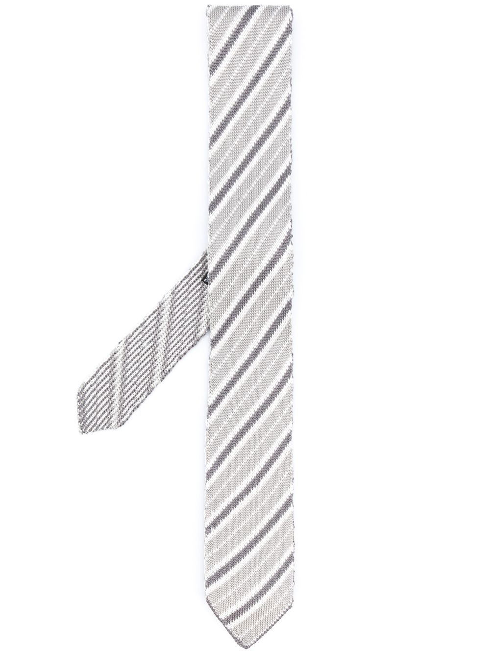 striped knitted silk tie - 1