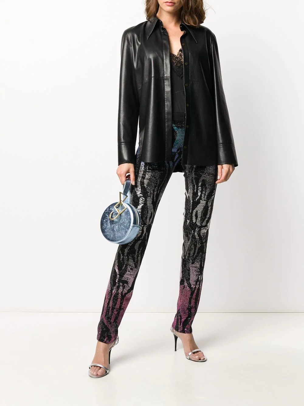 embellished zebra pattern jeggings - 2