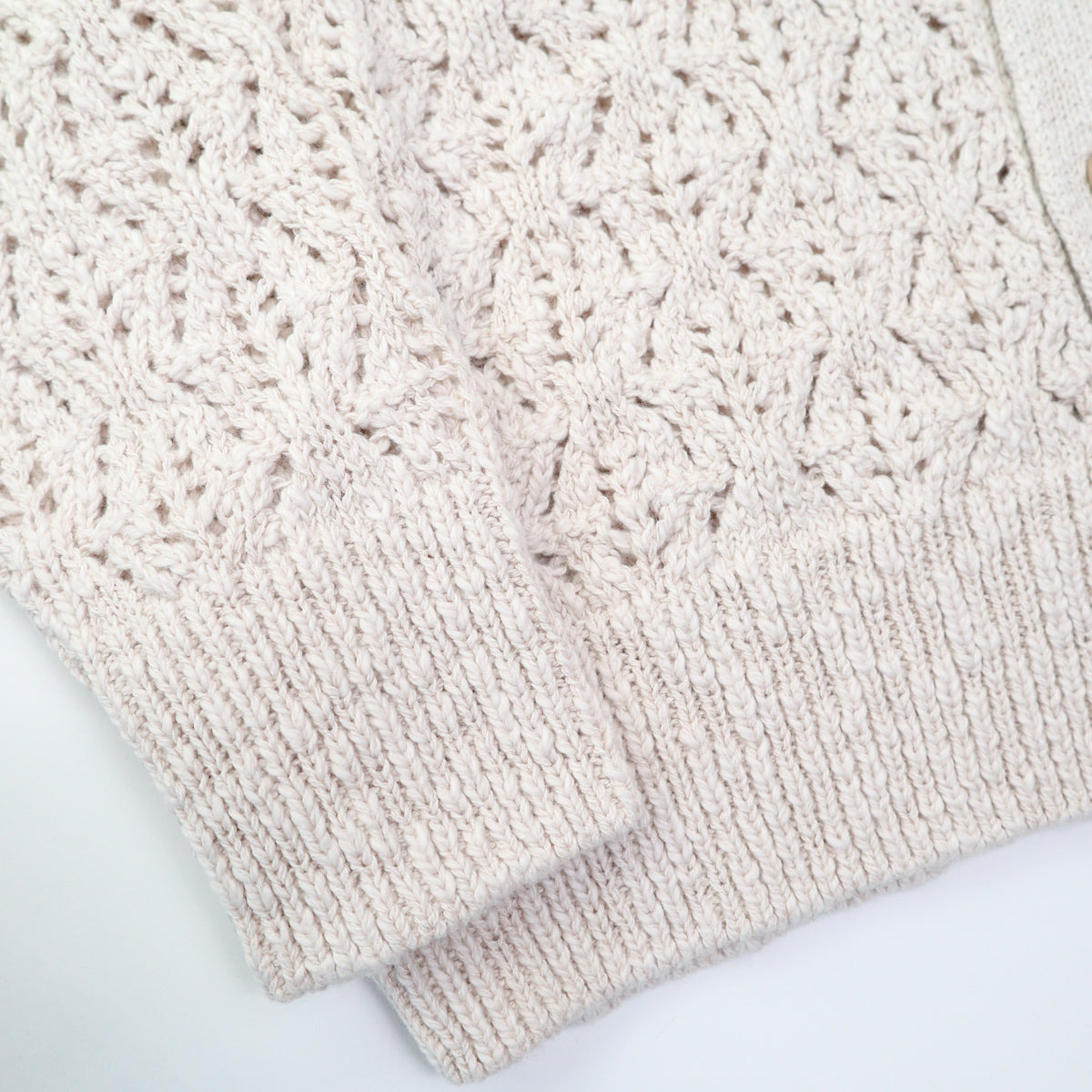 Classic Cardigan Ecru Flamme Lace Knit - 5