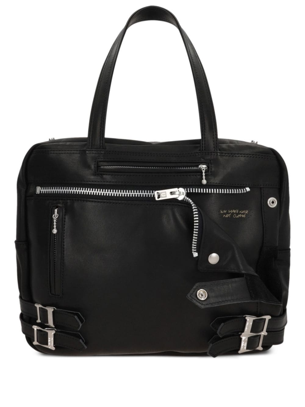 graphic-print leather tote bag - 1