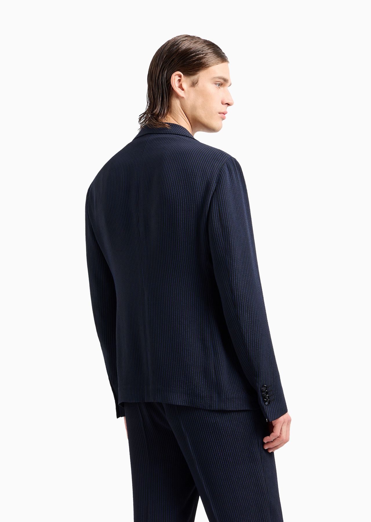 Upton Line single-breasted jacket in a viscose-blend seersucker - 3