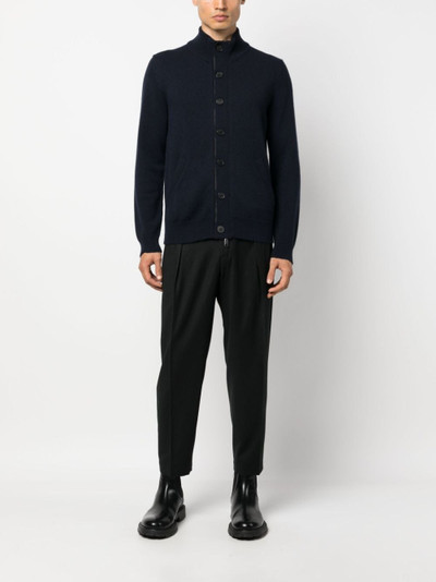 Brioni leather-trimmed cashmere cardigan outlook