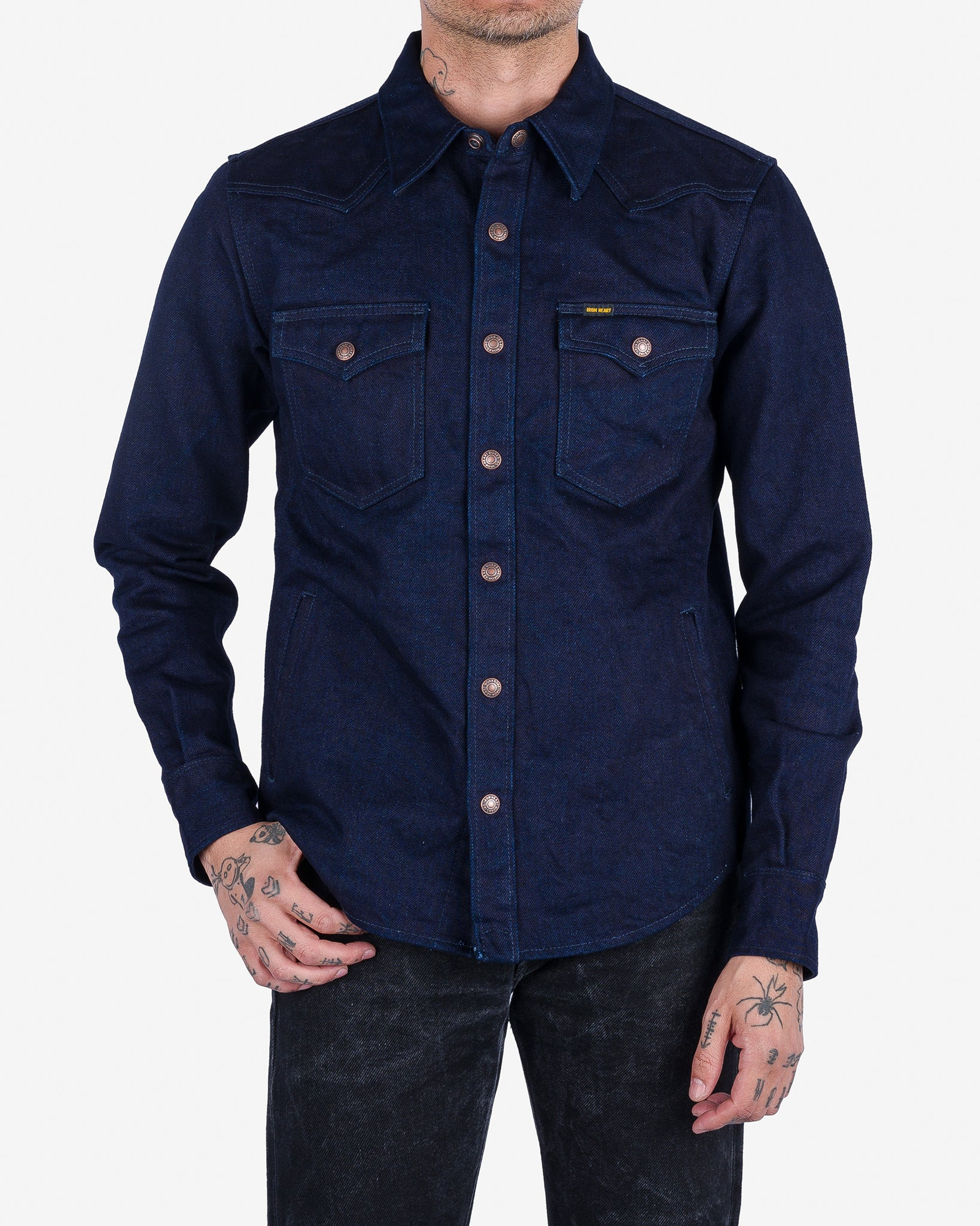 IHSH-409-IB 19oz Selvedge Denim CPO Shirt - Indigo/Black - 2