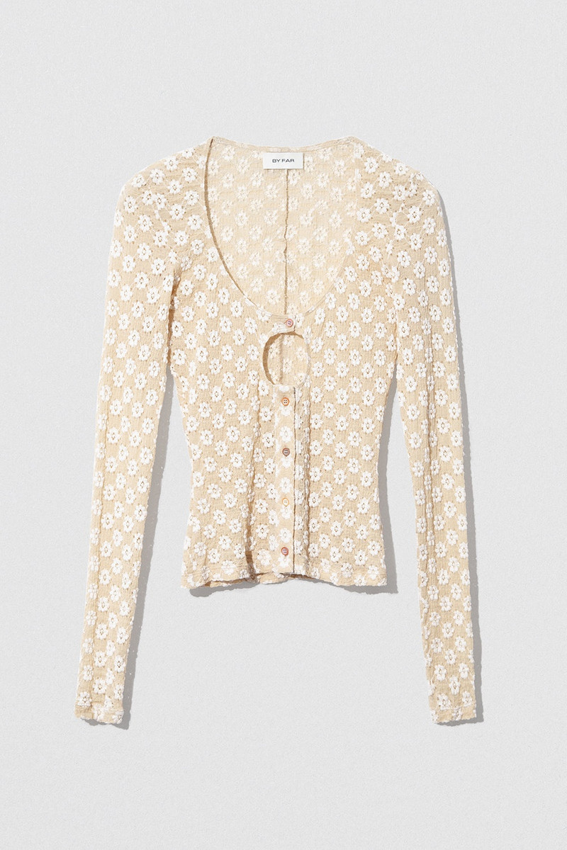 RUBI CARDIGAN BEIGE FLORAL LACE 1
