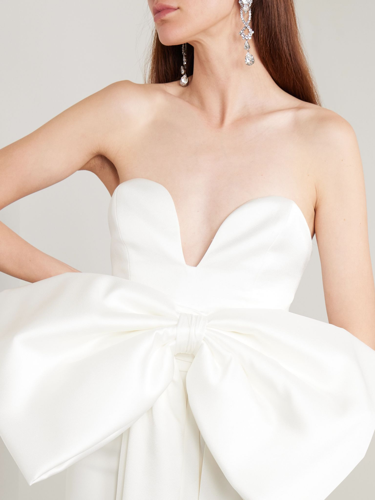 Peggy strapless bow-detailed satin gown White - 5