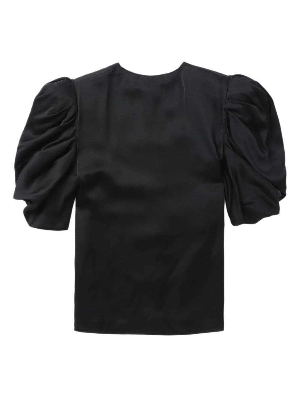 puff-sleeve collarless shirt - 6