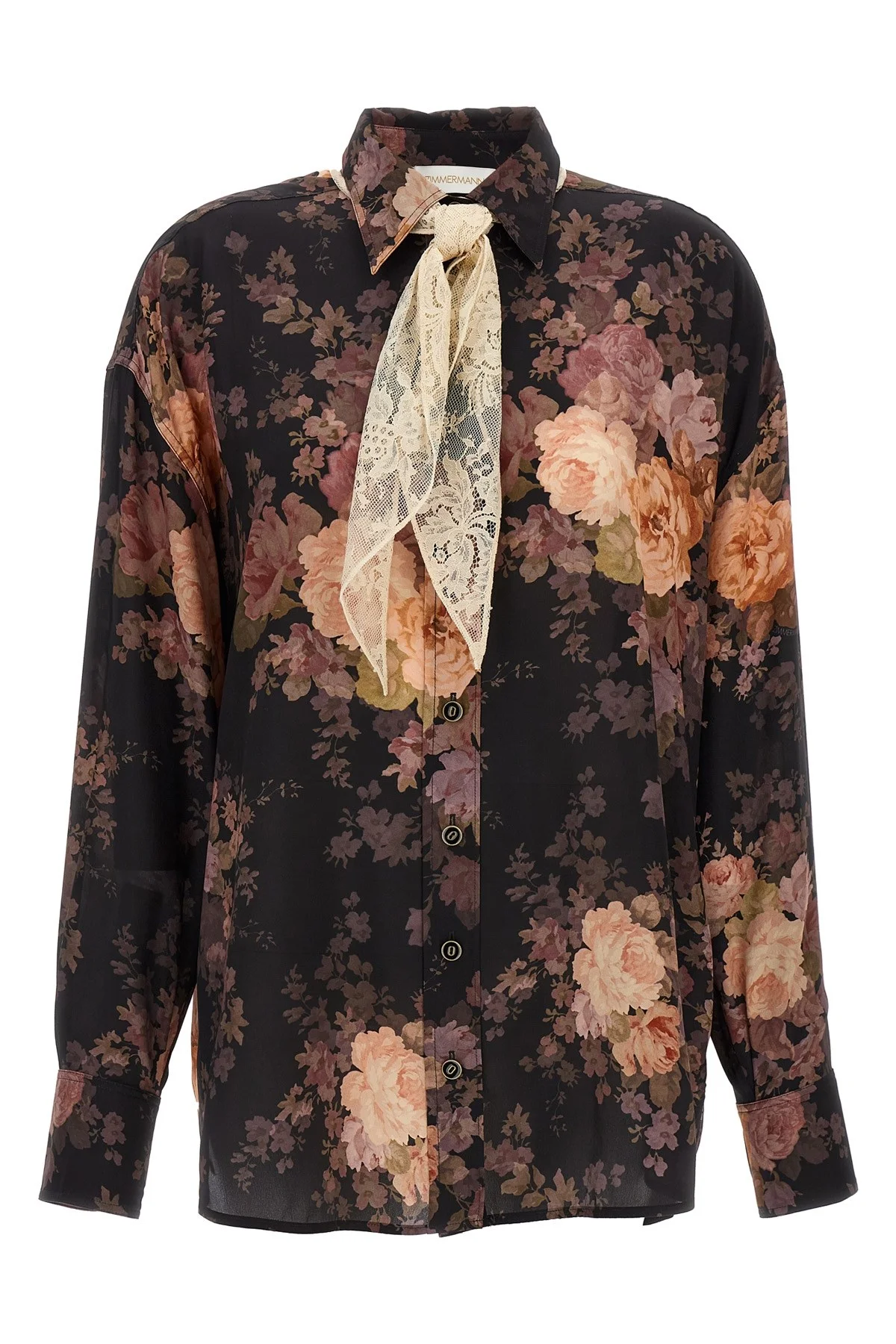'Illustration Lace Scarf' Shirt - 1