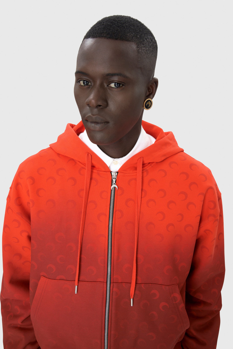 Marine Serre Moon Faded Fleece Zipped Hoodie outlook