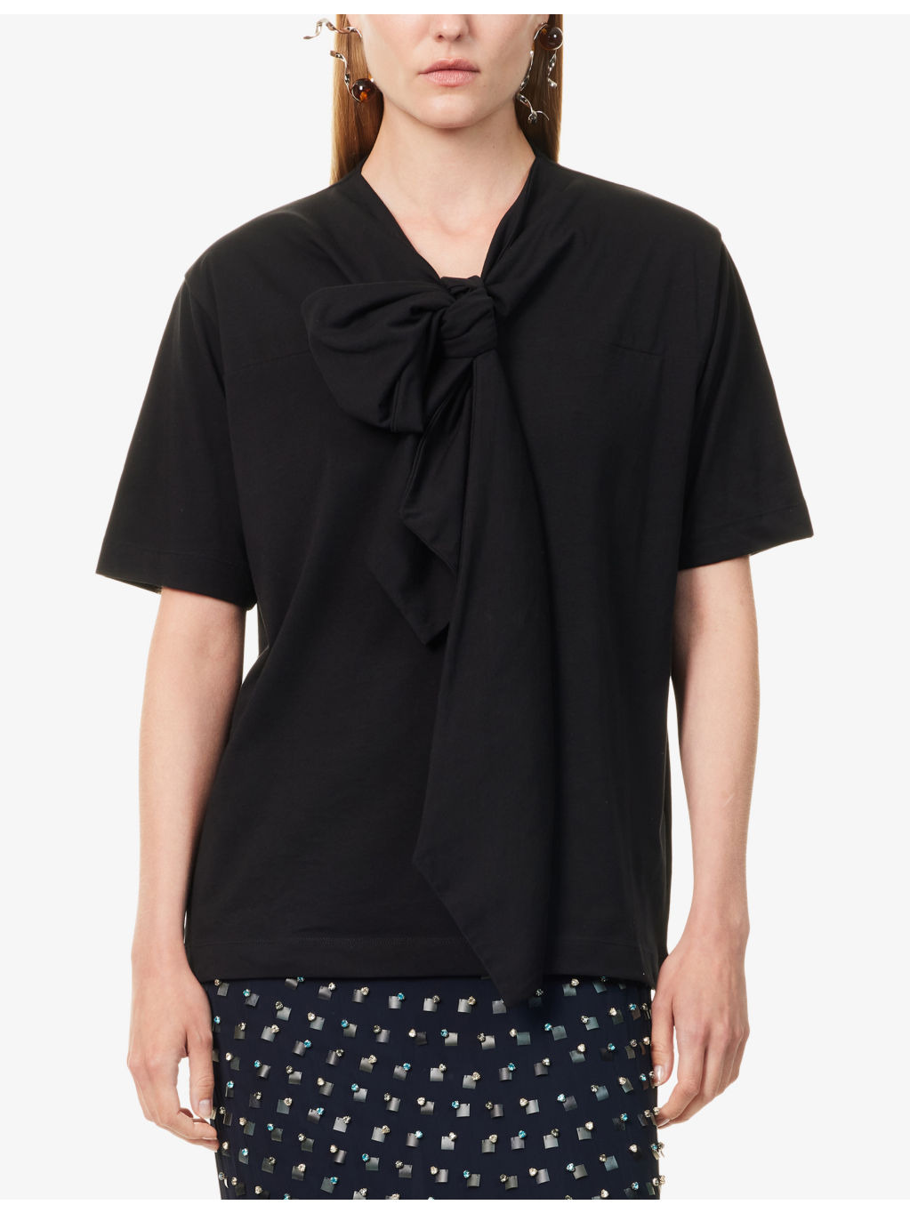 Hebitta Bow-Knot Cotton-Jersey T-Shirt - 3