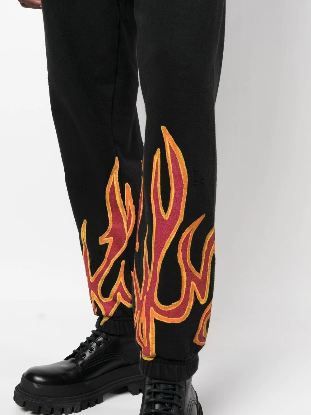 flame-detail cotton joggers - 5