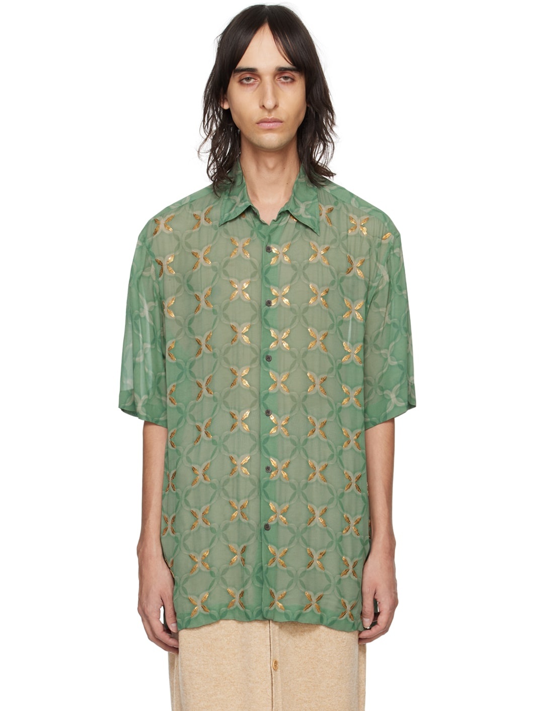 Green Sequinned Shirt - 1