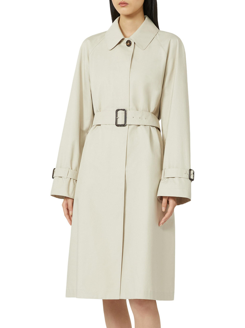 Women's Water Repellent Cotton Blend Trench Coat - Natural 4