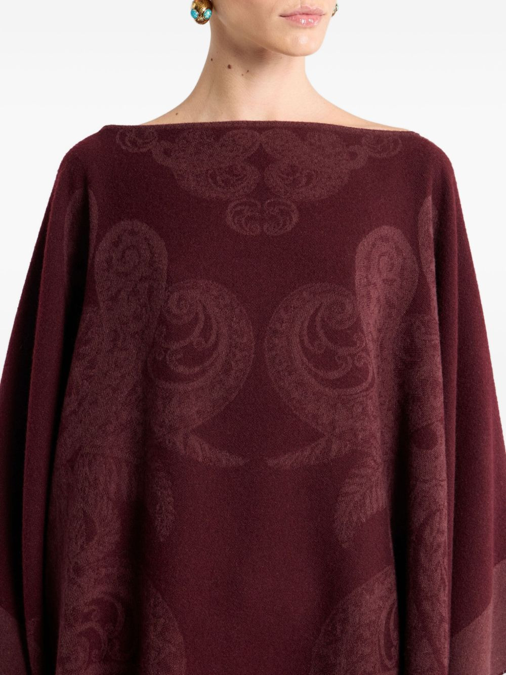 jacquard-paisley poncho - 4