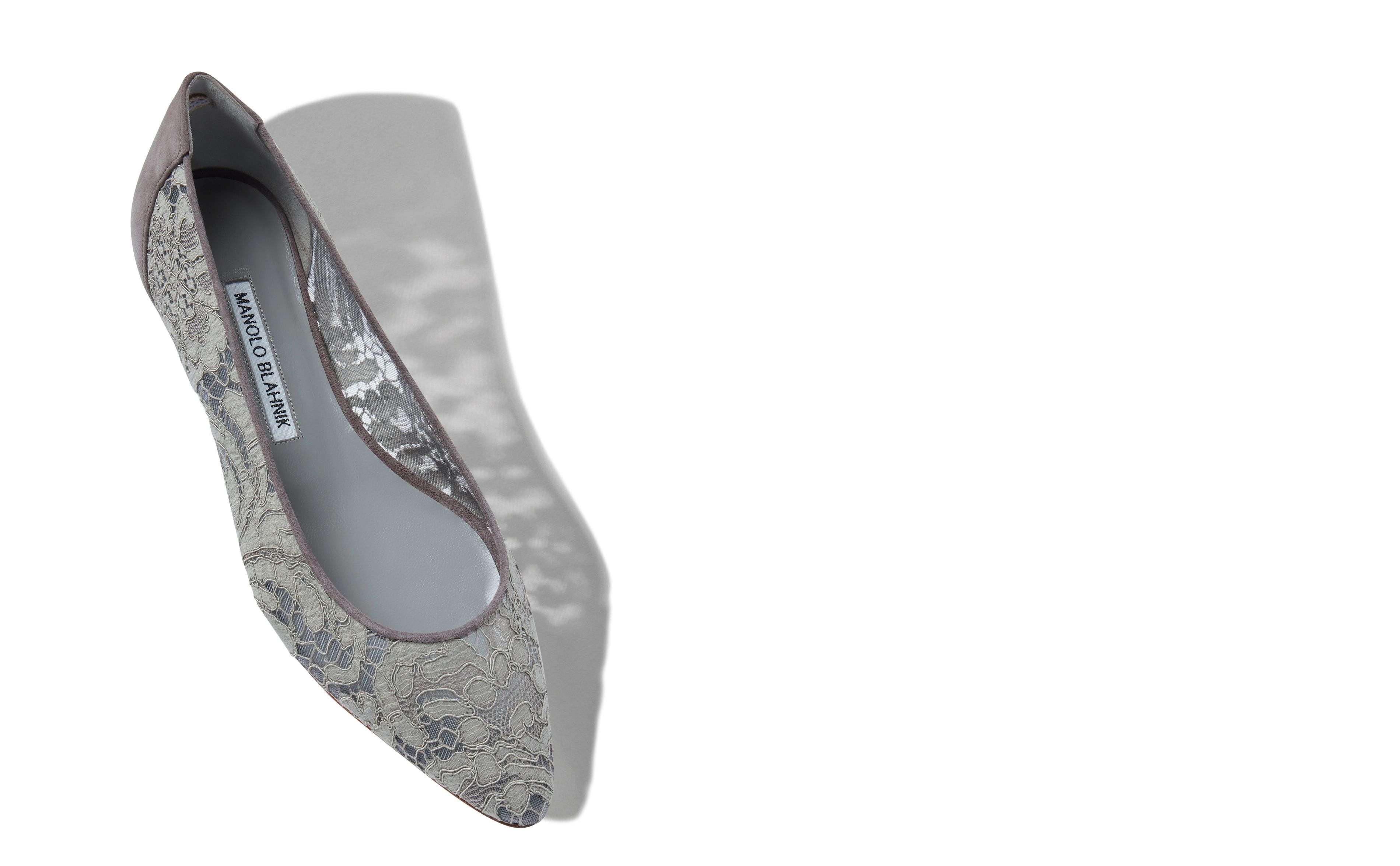 Grey Lace Flat Shoes - 2