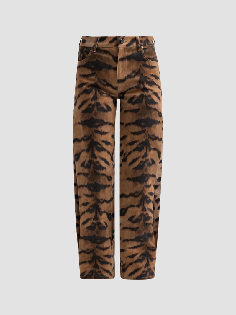 Women's Hallie Tiger-Print Tapered Barrel-Leg Jeans - Light Natural Multi 1